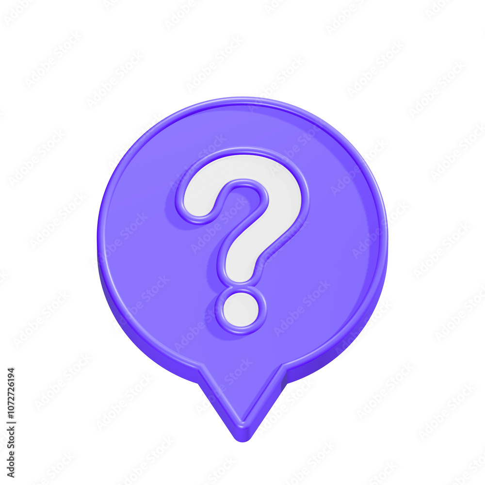 Poster 3d message box with question mark icon. speech bubbles with a question mark. faq, support, help conc