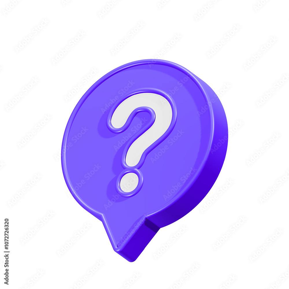 Poster 3d message box with question mark icon. speech bubbles with a question mark. faq, support, help conc