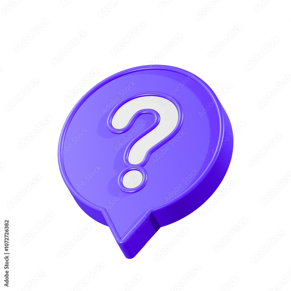 Poster 3d message box with question mark icon. speech bubbles with a question mark. faq, support, help conc