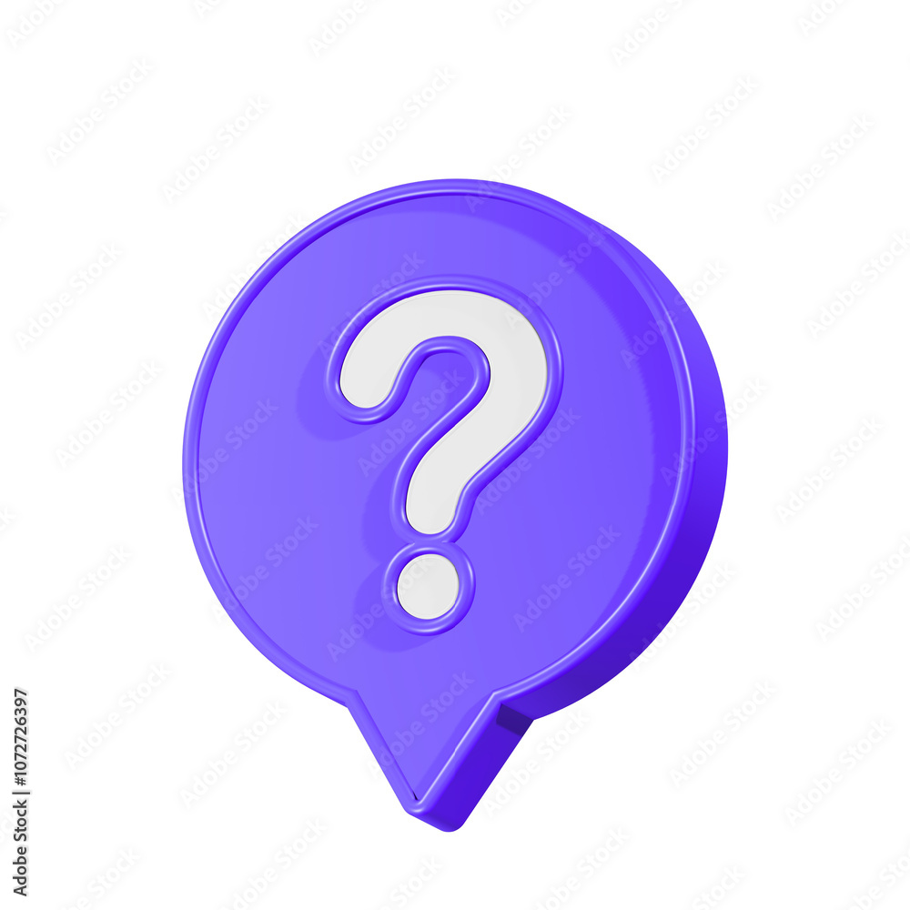 Poster 3d message box with question mark icon. speech bubbles with a question mark. faq, support, help conc
