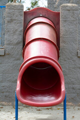 red slide at kids playground