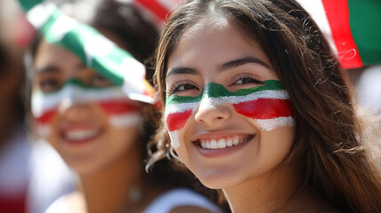 Celebrating Mexican Independence Day with painted faces and joyful smiles in a vibrant parade