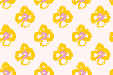 Seamless Floral Pattern With Hand Drawn With Simple Pretty, Little Floral Liberty Seamless Texture Background. Spring, Summer Romantic Blossom Flower Garden Seamless Pattern for Your Designs