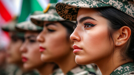 Obraz premium Young Mexican soldiers in uniform celebrating Independence Day at a ceremonial event
