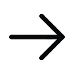 Simple black right arrow icon, Minimalist black arrow pointing to the right, commonly used as a navigation or direction symbol in user interfaces.
