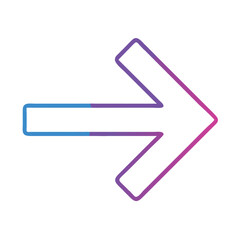 Gradient right arrow icon vector, Modern gradient arrow icon pointing right, featuring a blue to pink color transition, ideal for navigation and UI design.
