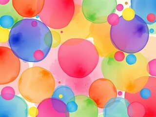 Vibrant watercolor circles in various sizes and colors creating a colorful and modern pattern, artistic, abstract