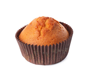 One delicious sweet muffin isolated on white