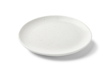 One empty ceramic plate isolated on white