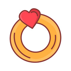 Simple and elegant golden ring illustration with a heart, symbolizing engagement, commitment, and romance. Ideal for wedding and Valentine's Day designs