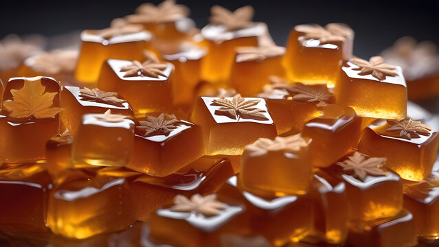 Maple sugar candy, Maple syrup candy, sweets, sweet snacks, ai generated