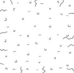 Small, semi-circular and simple lines, and threads sticking out from the edges.