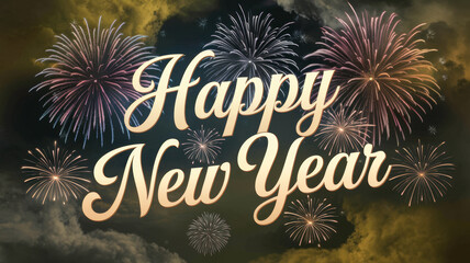 Festive New Year Greeting with Fireworks