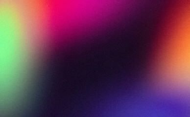 Abstract glowing blue purple pink magenta red green color wave grainy backdrop design. Smooth colorful noisy gradient, wave shaped, vibrant color flow, bright, shine, backdrop