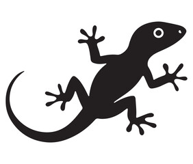 Lizard on white background, Vector isolated one single gecko lizard, Silhouette lizard icon