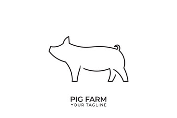 Pig animal logo design, pig animal silhouette logo, minimalist pig logo suitable for livestock businesses.