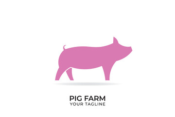 Pig animal logo design, pig animal silhouette logo, minimalist pig logo suitable for livestock businesses.