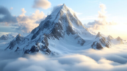 Obraz premium landscape with snow mountains and clouds