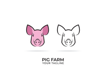 Pig animal logo design, pig animal silhouette logo, minimalist pig logo suitable for livestock businesses.