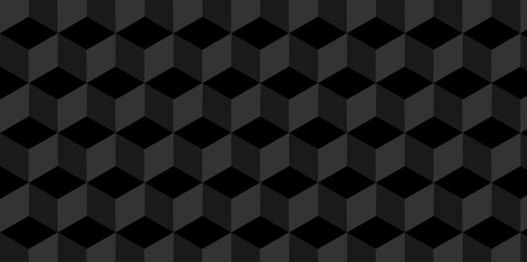 Vector dark black geometric wave grid isometric square cube hexagon surface texture design. minimal black cubies block and mete glossy thin smooth structure isometric grid banner and wallpaper.