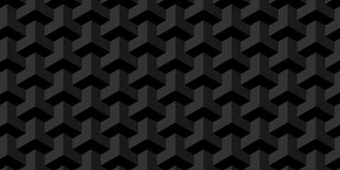 Vector abstract dark black geometric minimal cube hexagon surface texture design. minimal black cubies block and mete glossy thin smooth structure isometric grid banner and wallpaper.