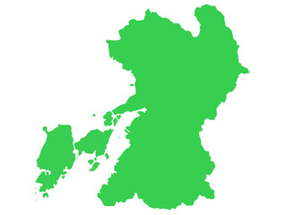 少しゆるい熊本県地図 フチなし 九州地方