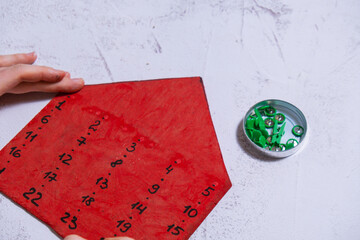 Wooden Christmas advent house calendar handmade Storytelling creating craft Christmas holiday...