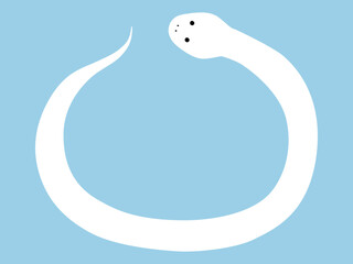 白蛇のベクターイラスト。干支、巳、へび、年賀