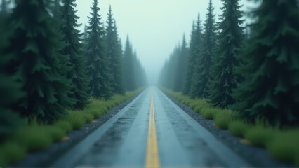  Foggy Forest Highway-A Journey into the Unknown