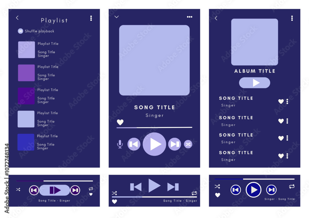 Wall mural mockup template for music player and playlist display for the mobile application. music playlist tem