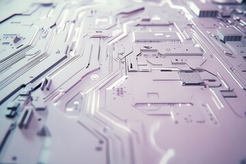 Minimalist Circuitry Line Art with Soft Gray Shading