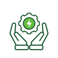 Ecology icon. save renewable energy in hand, environmental protection, earth, leaves, recycling, green energy, green icon. mixed design style. energy, resources
