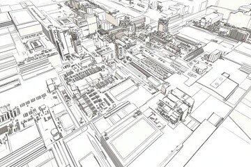 Line Drawing of Motherboard Components in Vector Style