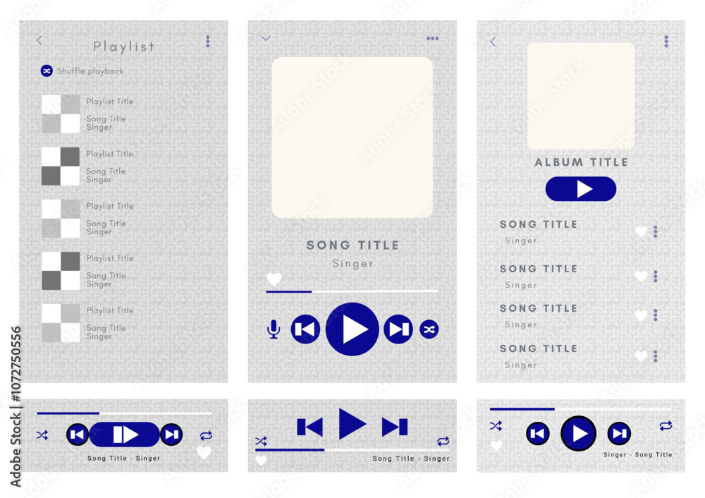 Wall mural mockup template for music player and playlist display for the mobile application. music playlist tem