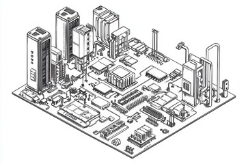 Fototapeta premium Intricate Hand-Drawn Board Sketch with Detailed Components