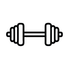 Fototapeta premium Dumbbell line art fitness icon, Black and white line drawing of a dumbbell, symbolizing fitness, weightlifting, and exercise equipment for strength training. 