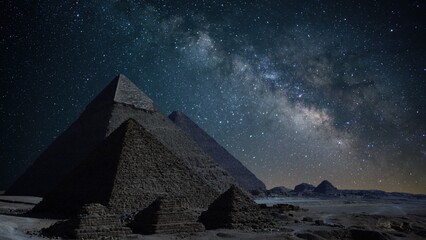 Egypt Great Pyramid of Giza Milky Way Galaxy in the Night Sky