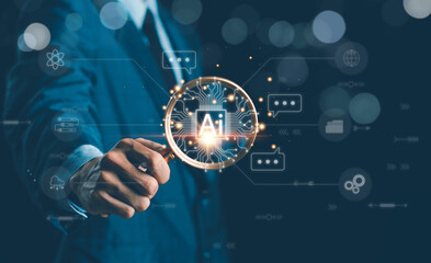 Ai technology, Artificial Intelligence. man using technology smart robot AI, artificial...