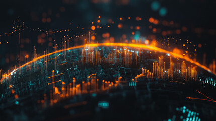 Fototapeta premium Financial charts show a significant increase in profits in the stock market. This is driven by higher interest rates and continued growth. In the innovation world of financial investment, finance