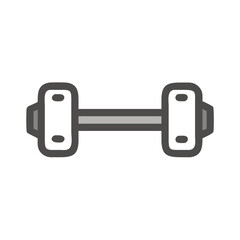 Dumbbell line art fitness icon, Black and white line drawing of a dumbbell, symbolizing fitness, weightlifting, and exercise equipment for strength training.
