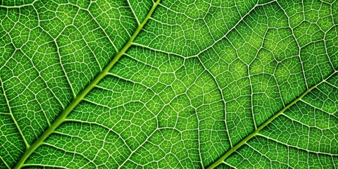 Obraz premium A Detailed View of a Green Leaf's Intricate Veins, Showing the Beauty of Nature's Design