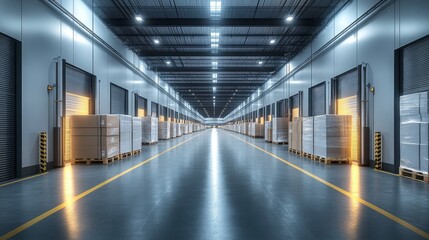 goods warehouse or product logistics monitored with a digital system