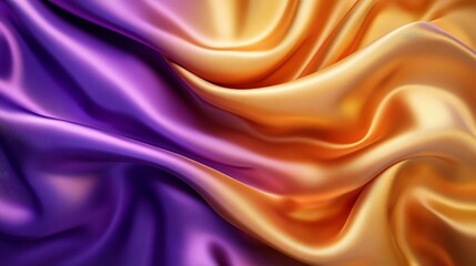 Obraz premium abstract background with 3D waves in bright gold and purple gradient: