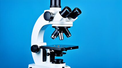 State of the art microscope in the lab, lab equipment, microscope and flask, biology, chemistry, ai generated