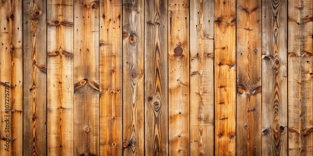 Poster A weathered, rustic wooden wall with a warm, natural texture showcasing the intricate grain patterns and subtle variations in color