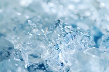 Close-up of clear blue water splashing, capturing the dynamic movement and freshness of liquid. Ideal for themes of purity, nature, and hydration.