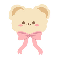 cute bear coquette Ribbon pink aesthetic illustration 