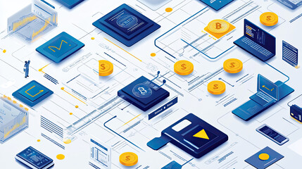 Network connection of various items, concept of interconnected technology