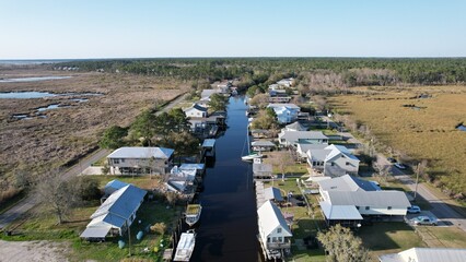 Camps along Bayou Lacomb Inlet