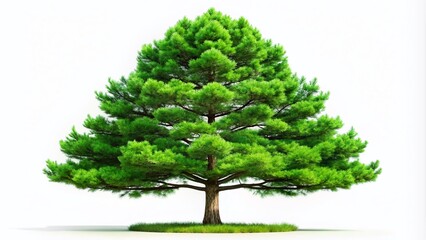 Obraz premium Isolated Green Pine Tree Silhouette on White Background for Nature and Landscape Photography, Perfect for Minimalist Designs, Eco-Friendly Themes, and Seasonal Decor